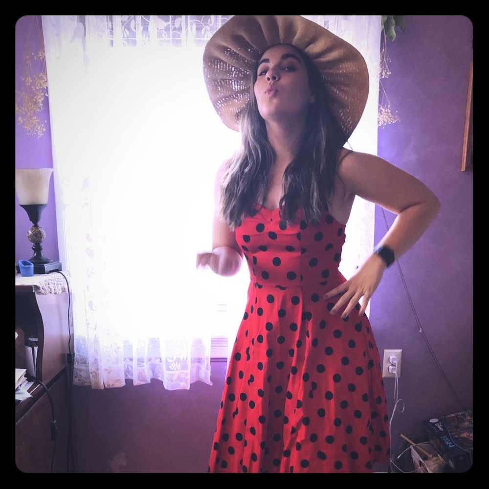 1950s Style Polka Dot Halter Sundress